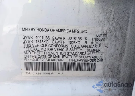 2020 Acura Ilx Standard z USA, uszkodzony, nr VIN 19UDE2F34LA006609